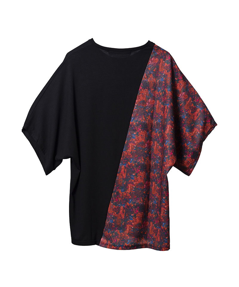 Flower Pattern Switching Loose T-Shirt