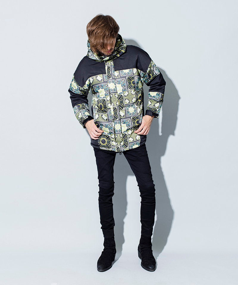 総柄切替中綿フーデッドBLZ