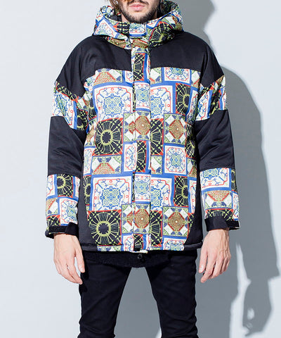 総柄切替中綿フーデッドBLZ