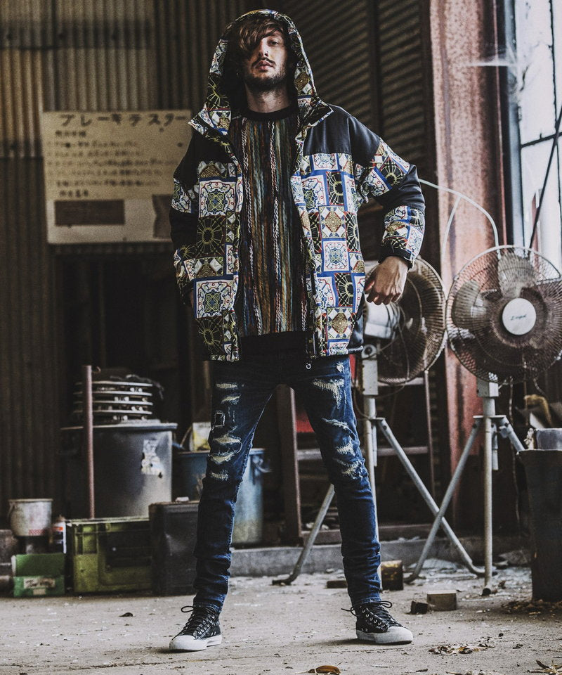 総柄切替中綿フーデッドBLZ