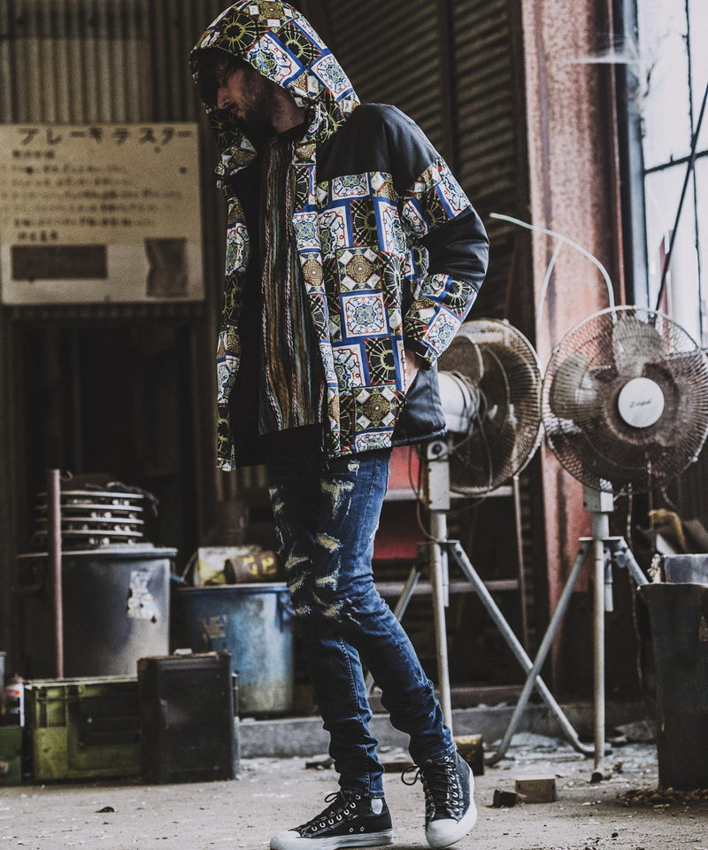 総柄切替中綿フーデッドBLZ