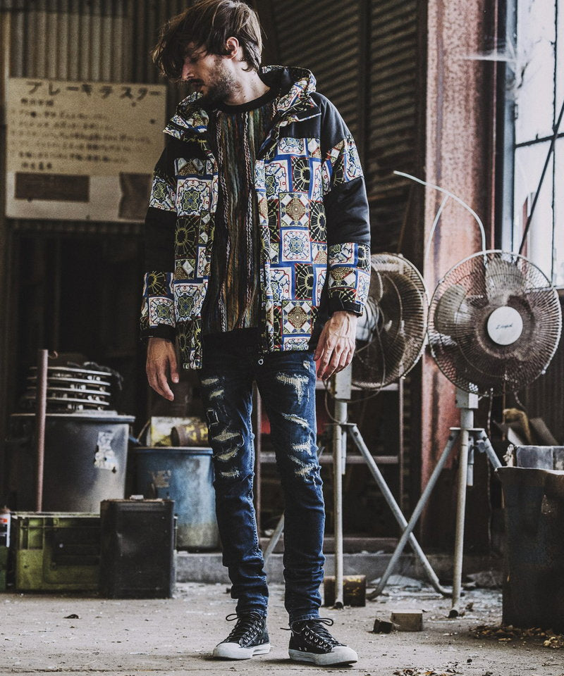 総柄切替中綿フーデッドBLZ