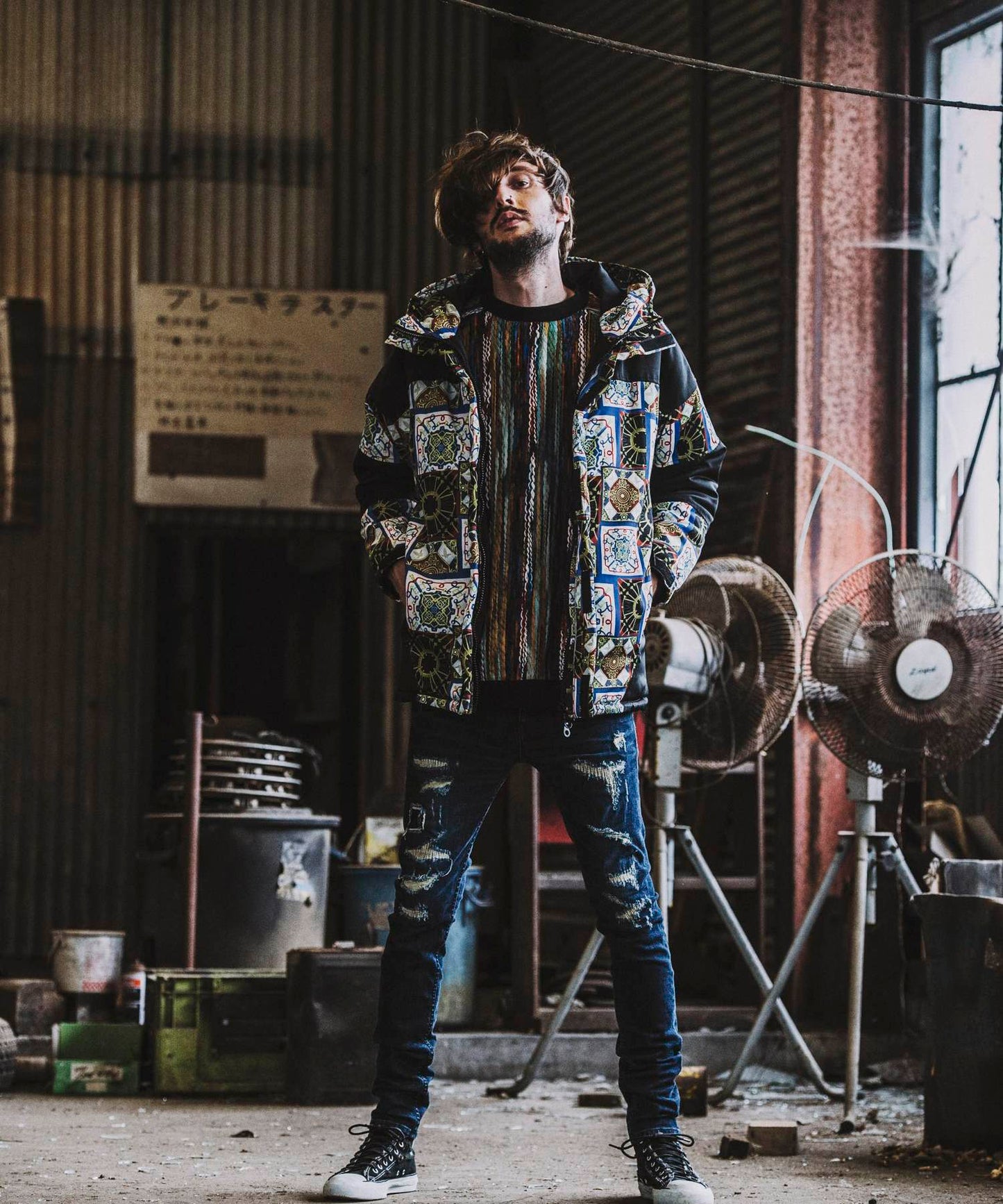 総柄切替中綿フーデッドBLZ