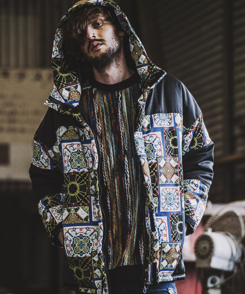 総柄切替中綿フーデッドBLZ