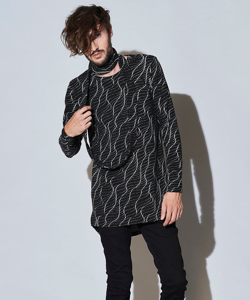 スヌード付ヘムラウンドロンT