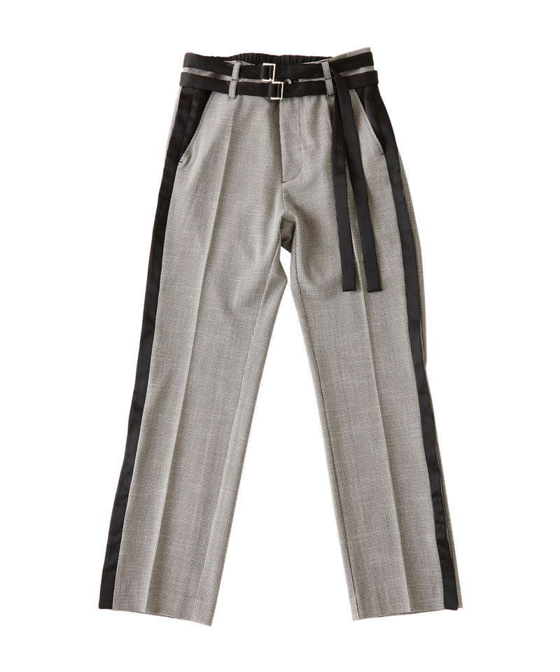 Twin belt semi-wide trousers