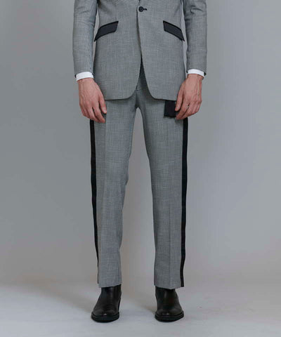 Twin belt semi-wide trousers