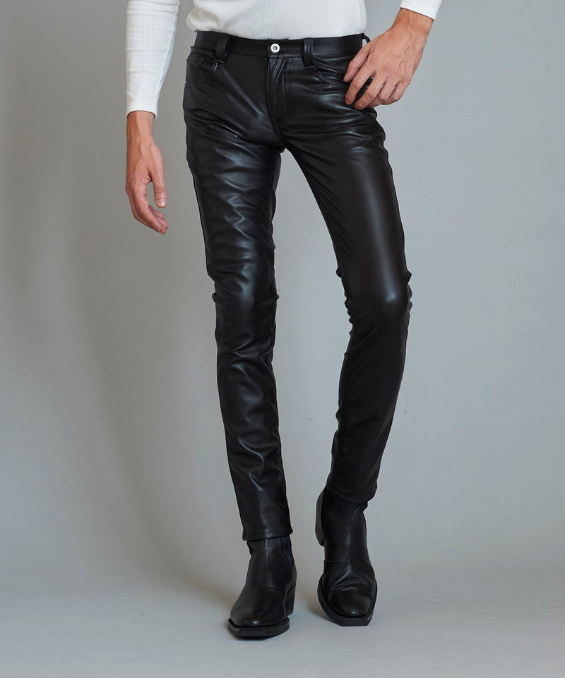 シンセティックレザーウォームスキニーPT