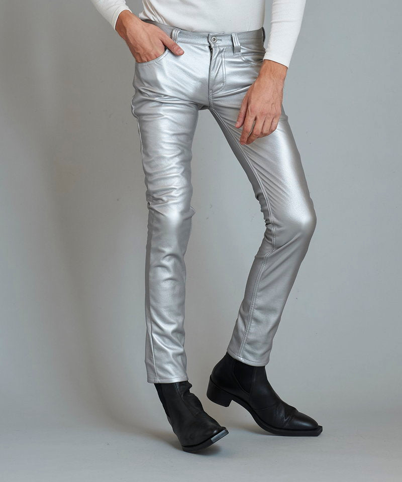 シンセティックレザーウォームスキニーPT