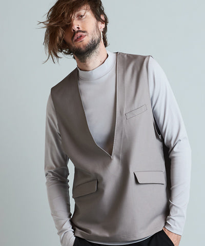 Layered mock neck long sleeve T-shirt