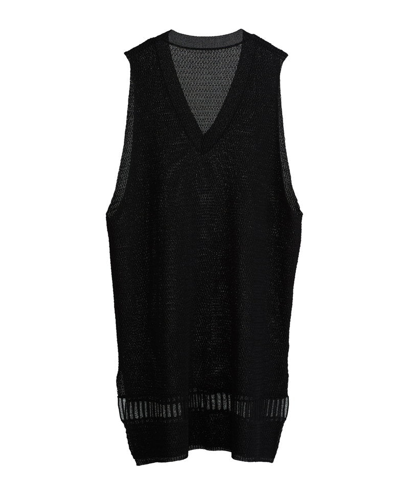 Openwork knit vest