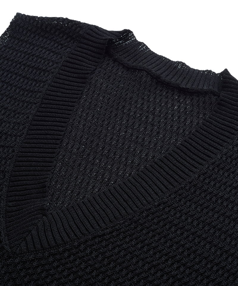 Openwork knit vest