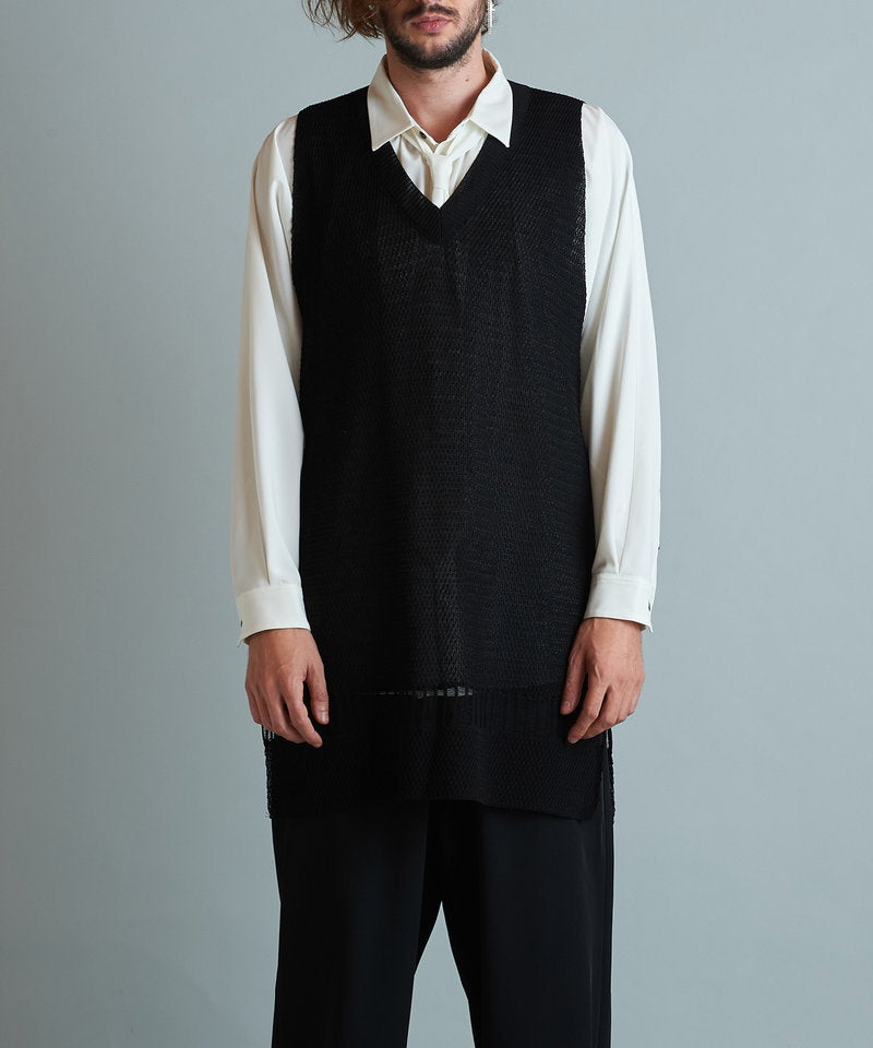 Openwork knit vest