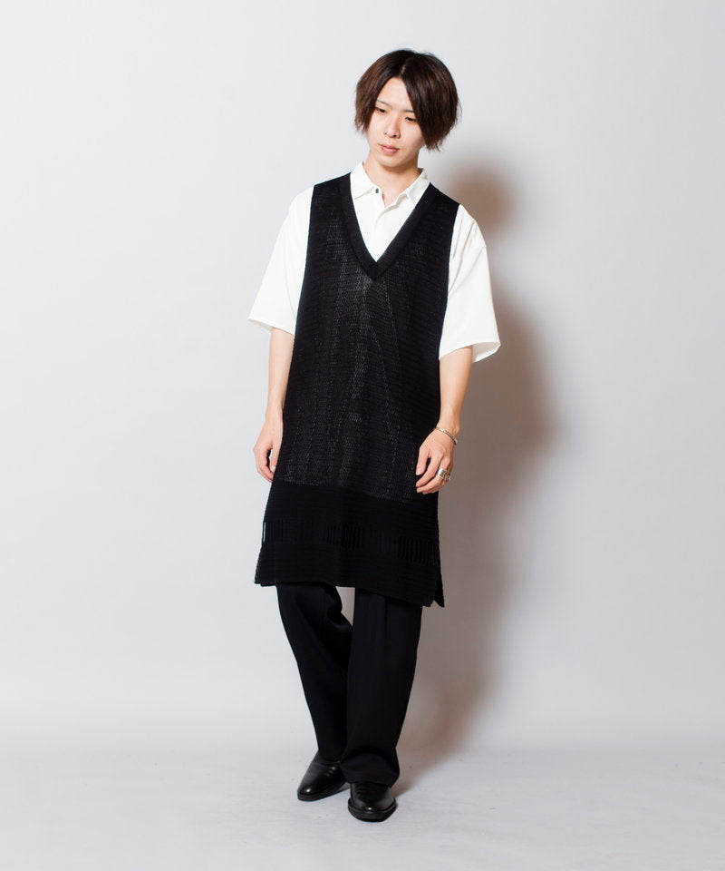 Openwork knit vest