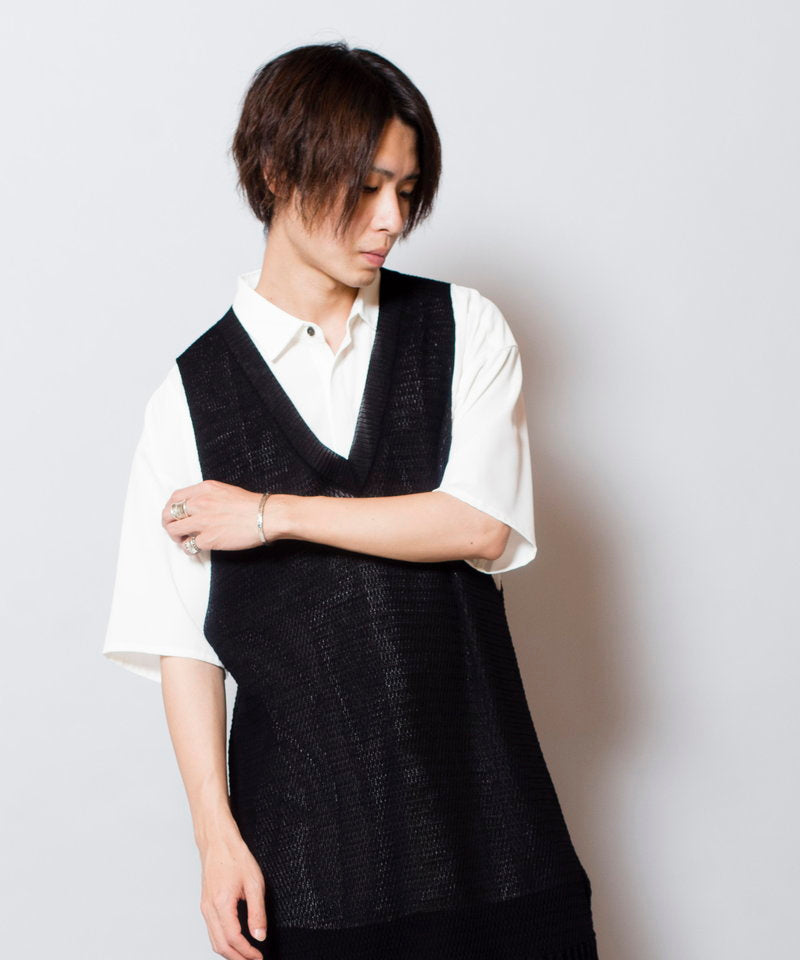 Openwork knit vest