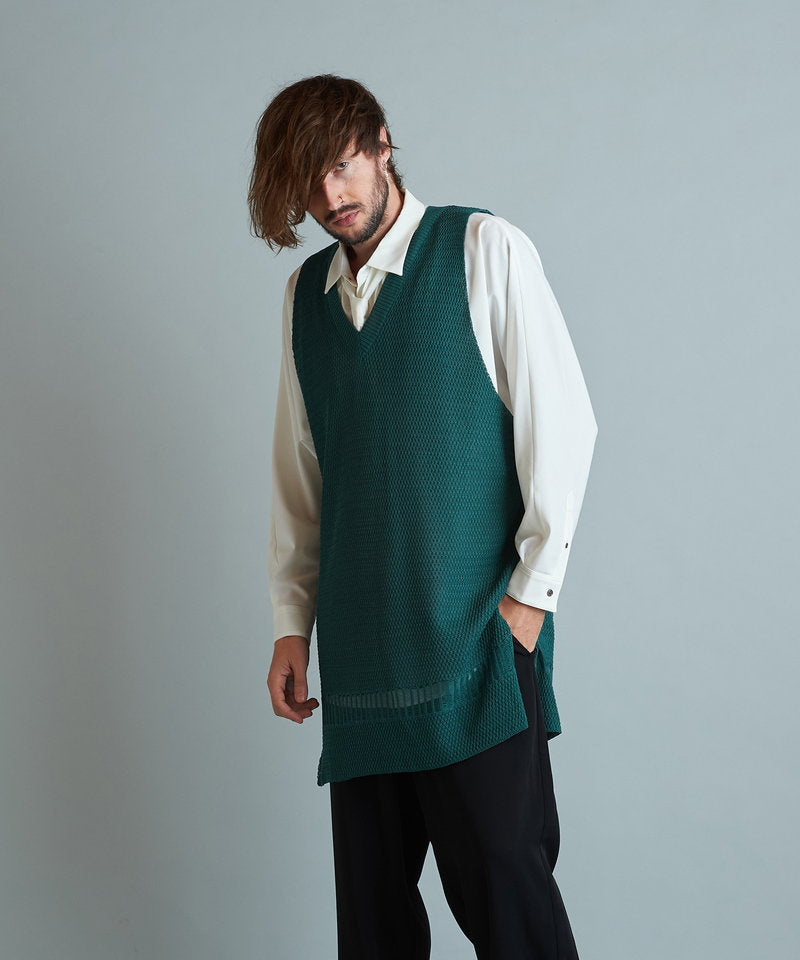 Openwork knit vest