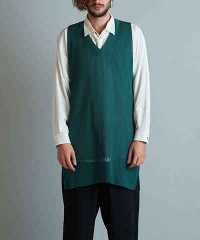 Openwork knit vest