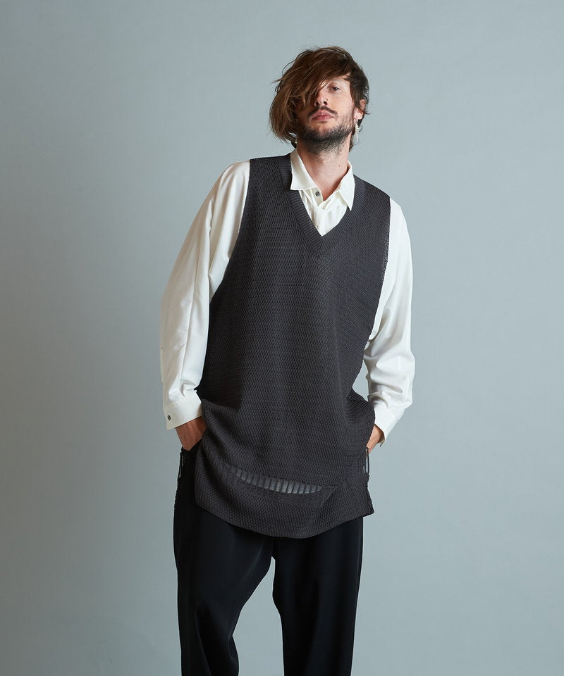 Openwork knit vest