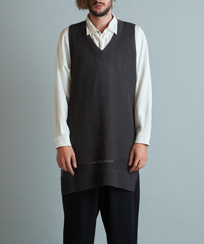 Openwork knit vest