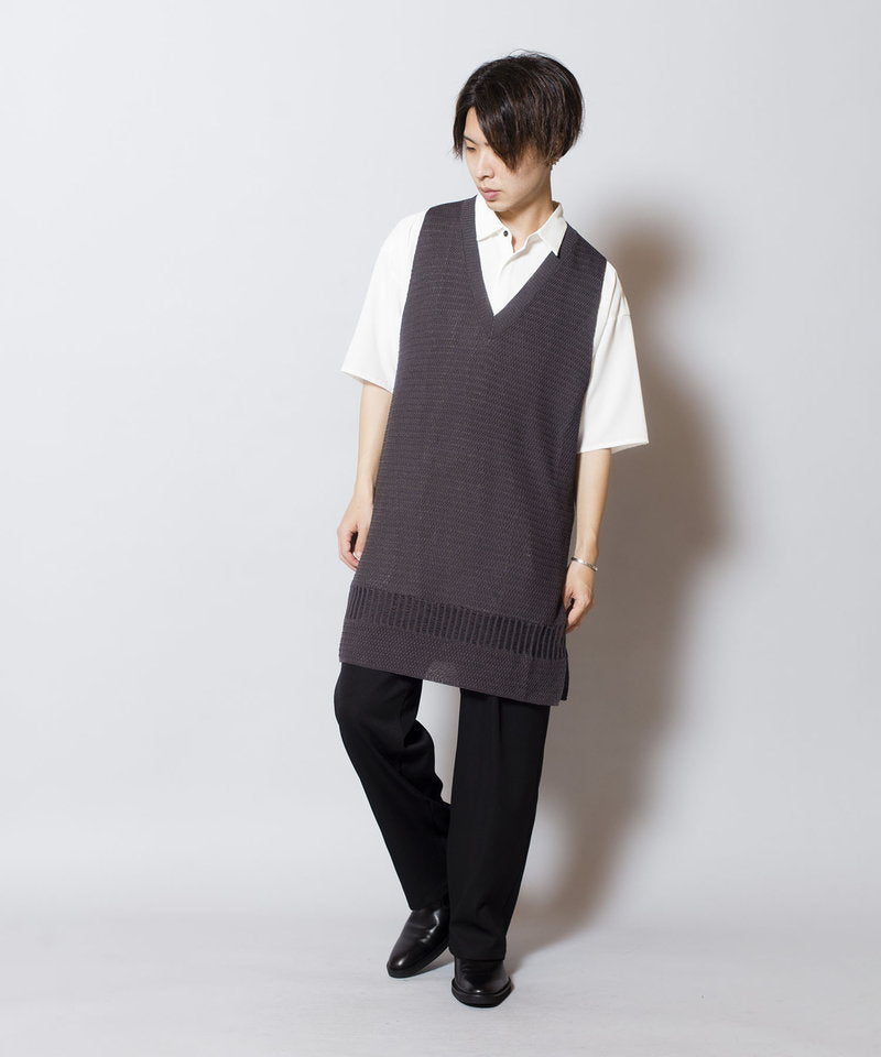 Openwork knit vest