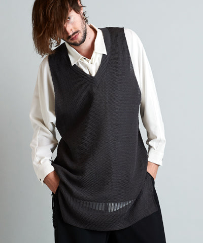 Openwork knit vest