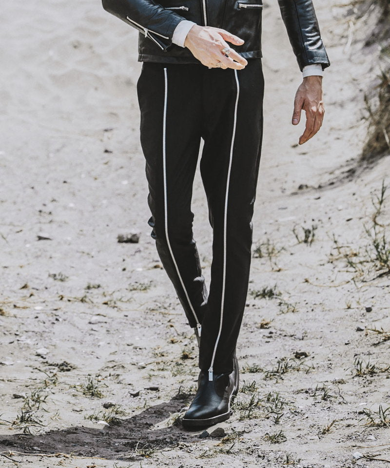 Front zip trousers