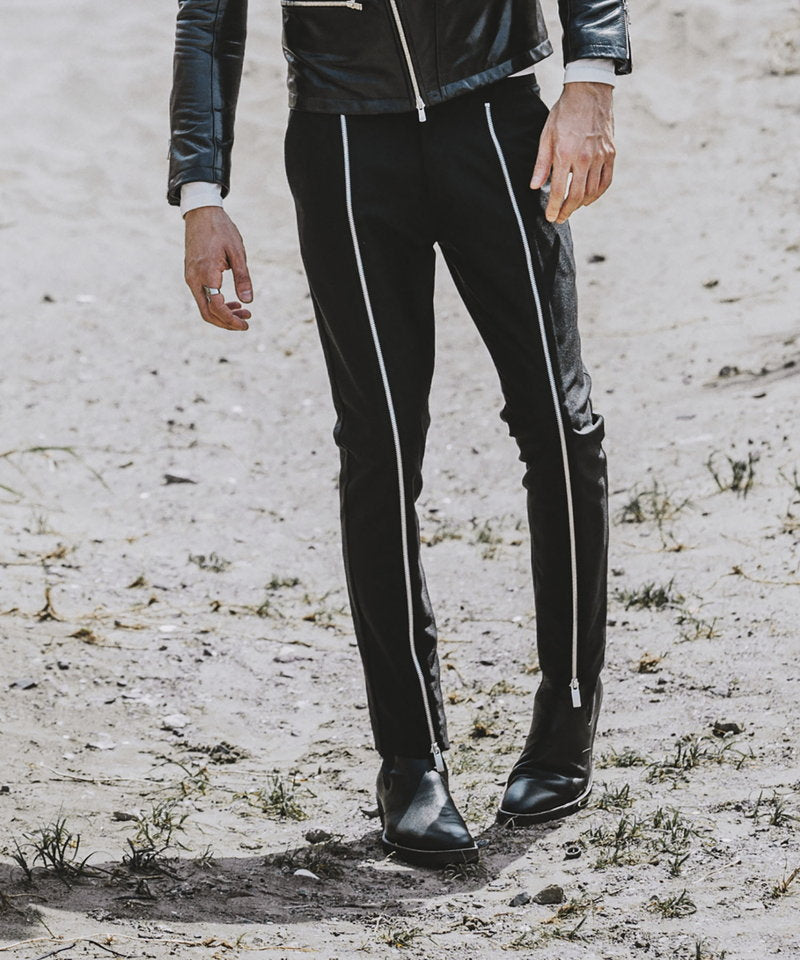 Front zip trousers