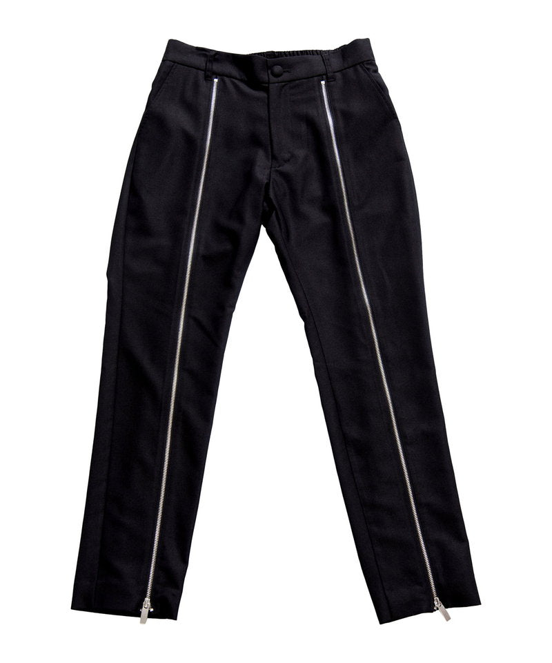 Front zip trousers