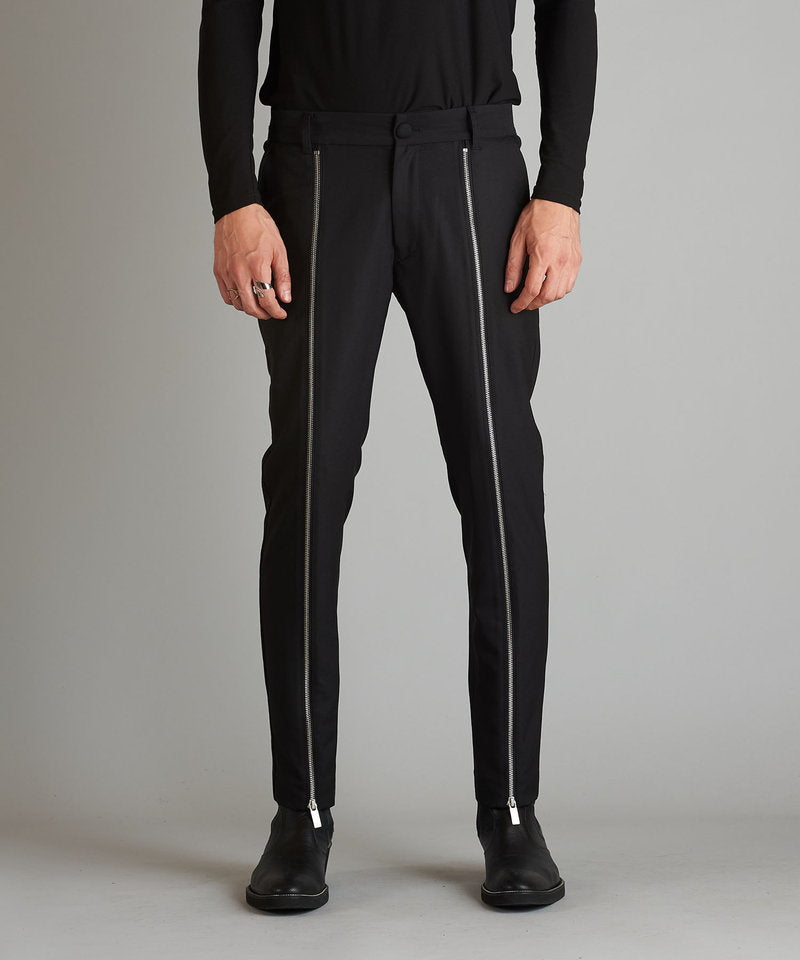 Front zip trousers