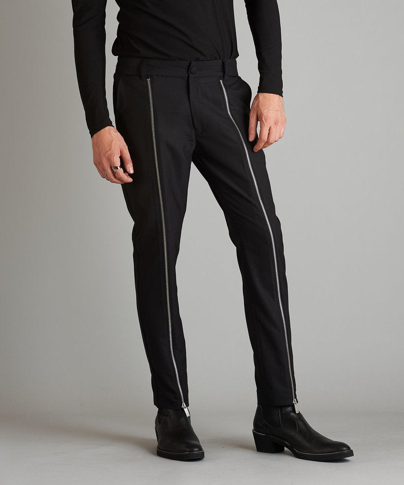 Front zip trousers