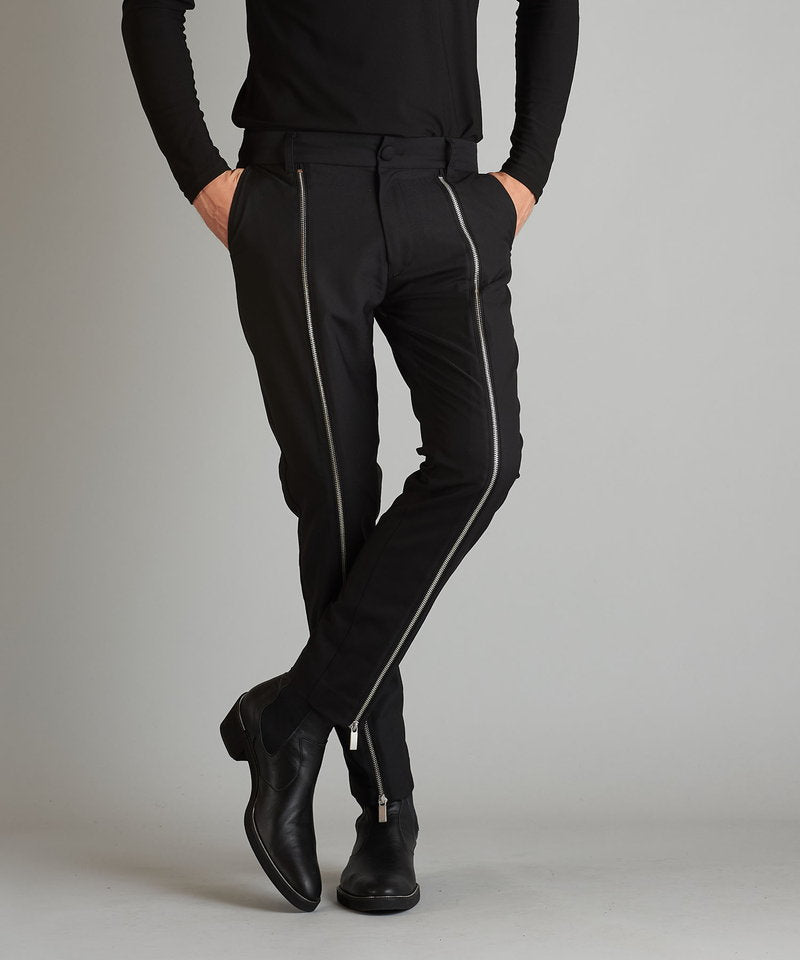 Front zip trousers