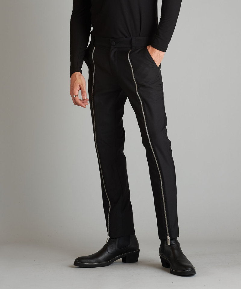 Front zip trousers