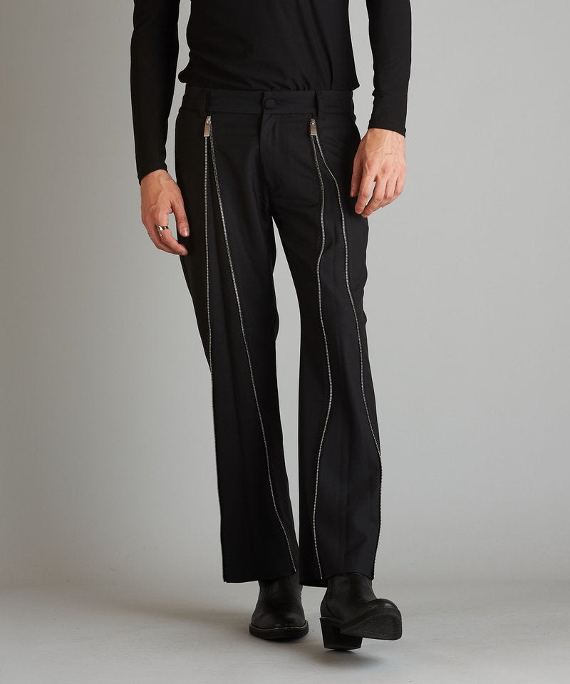 Front zip trousers