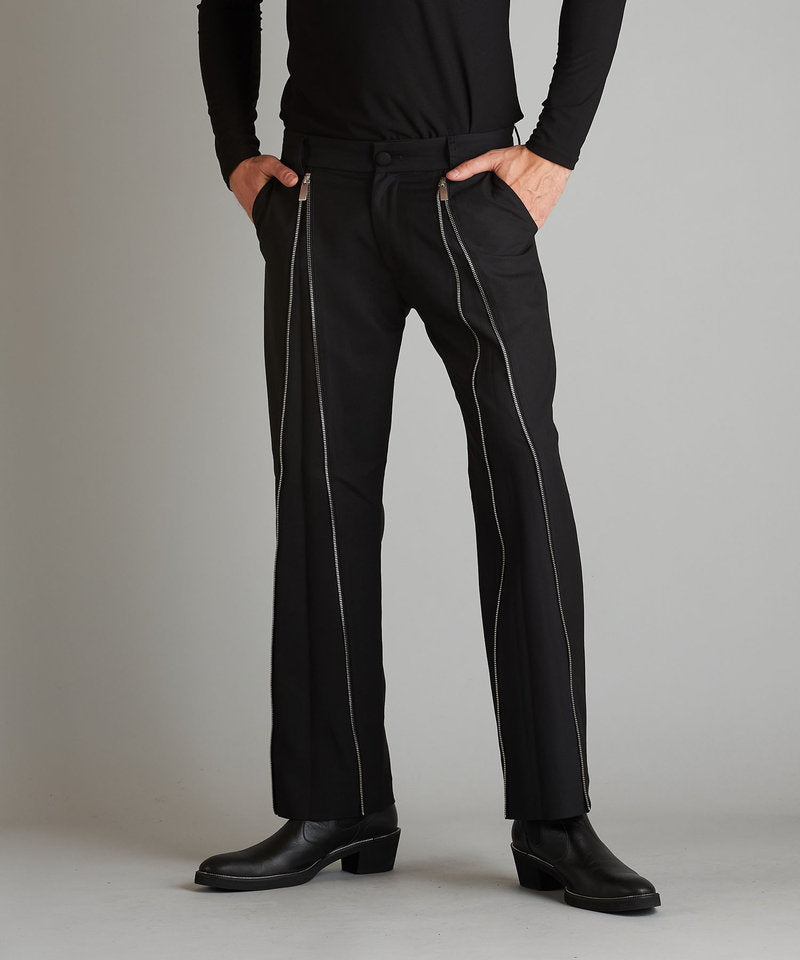 Front zip trousers