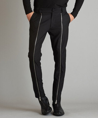 Front zip trousers