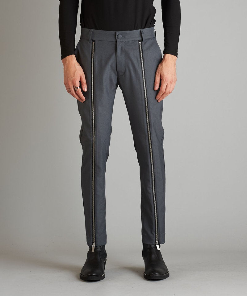 Front zip trousers