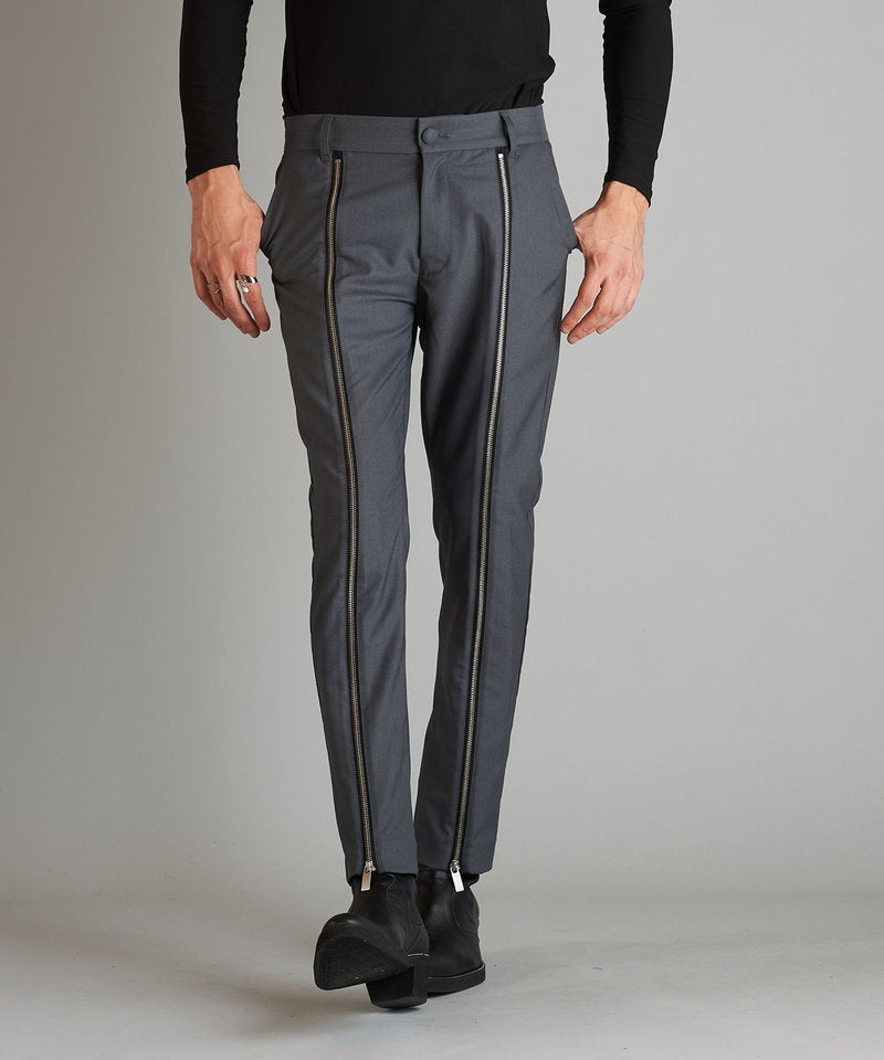 Front zip trousers