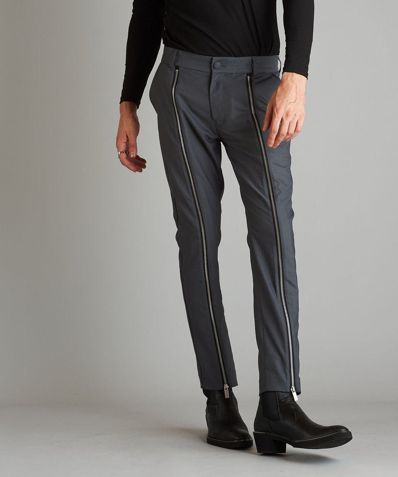 Front zip trousers