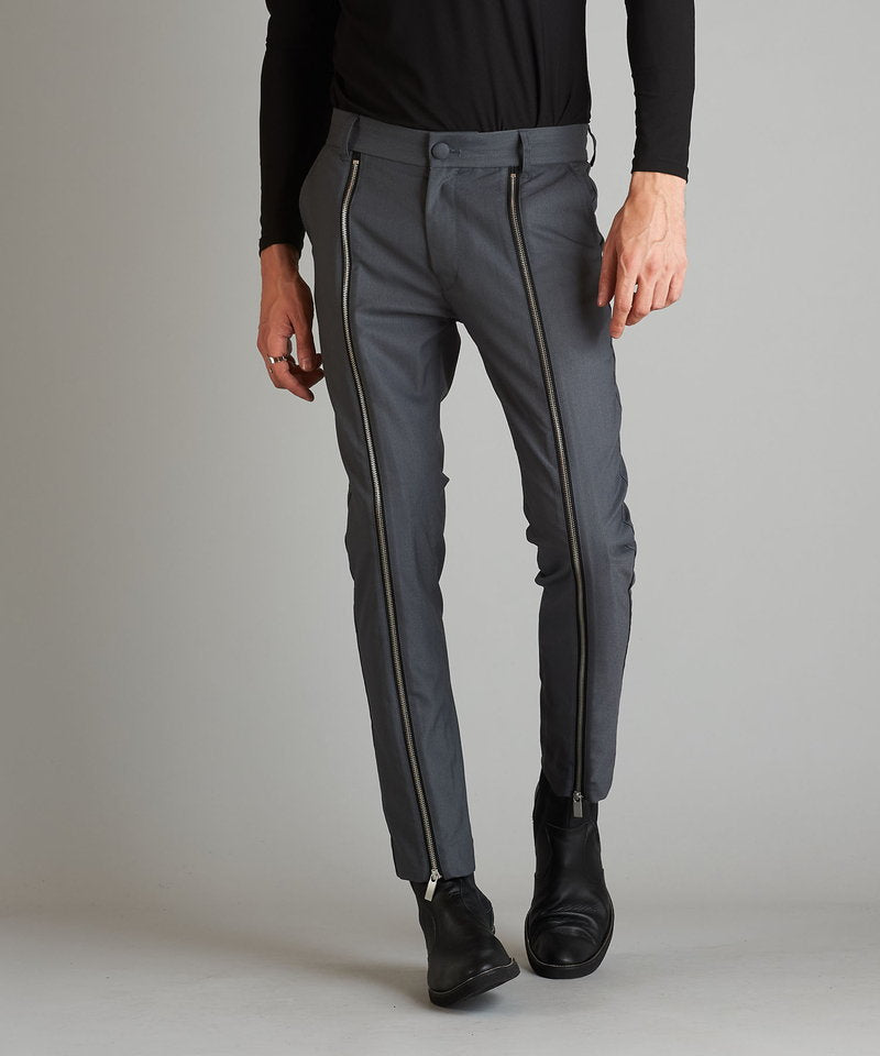 Front zip trousers