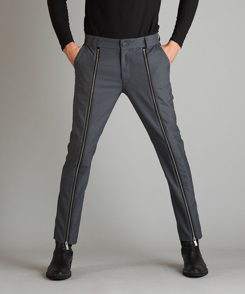 Front zip trousers