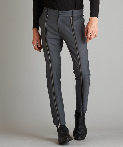 Front zip trousers