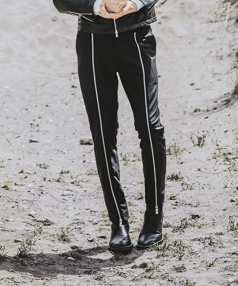 Front zip trousers