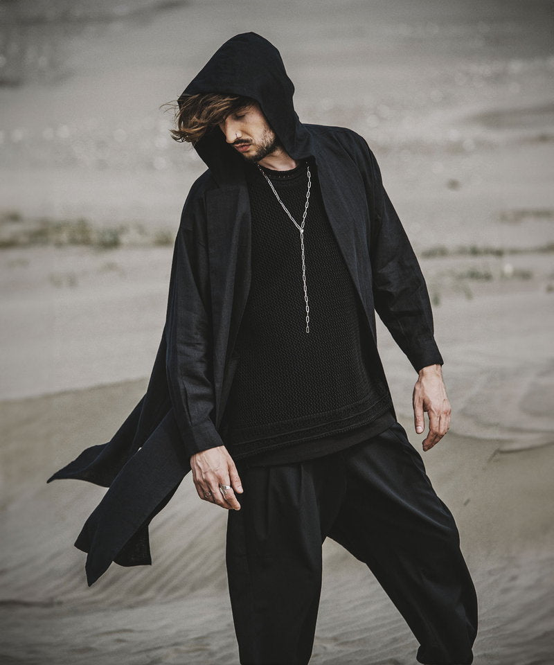 Asymmetrical hooded big long gown