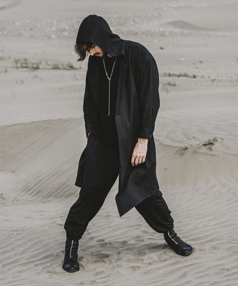 Asymmetrical hooded big long gown