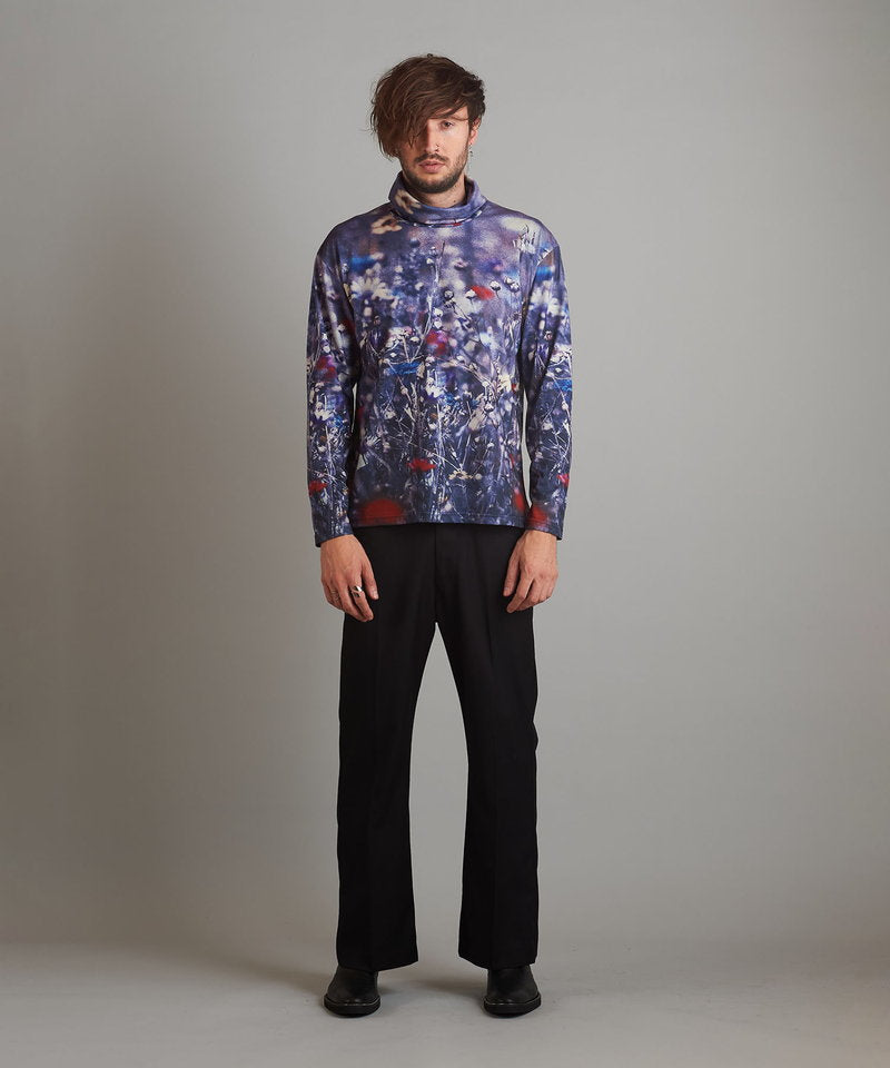 Printed turtleneck long sleeve T-shirt