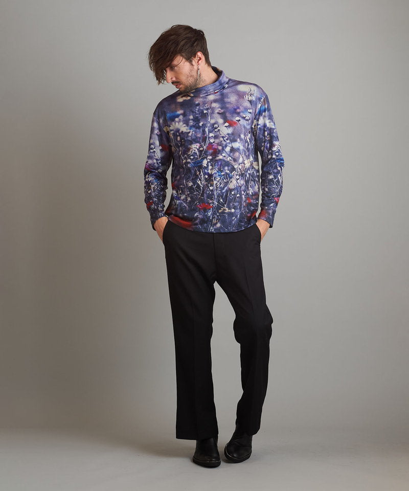 Printed turtleneck long sleeve T-shirt