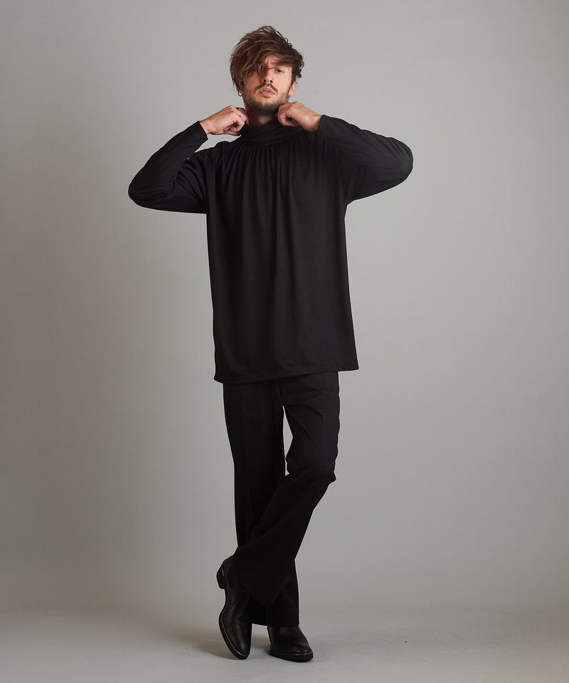 ネックギャザータートルネックロンT