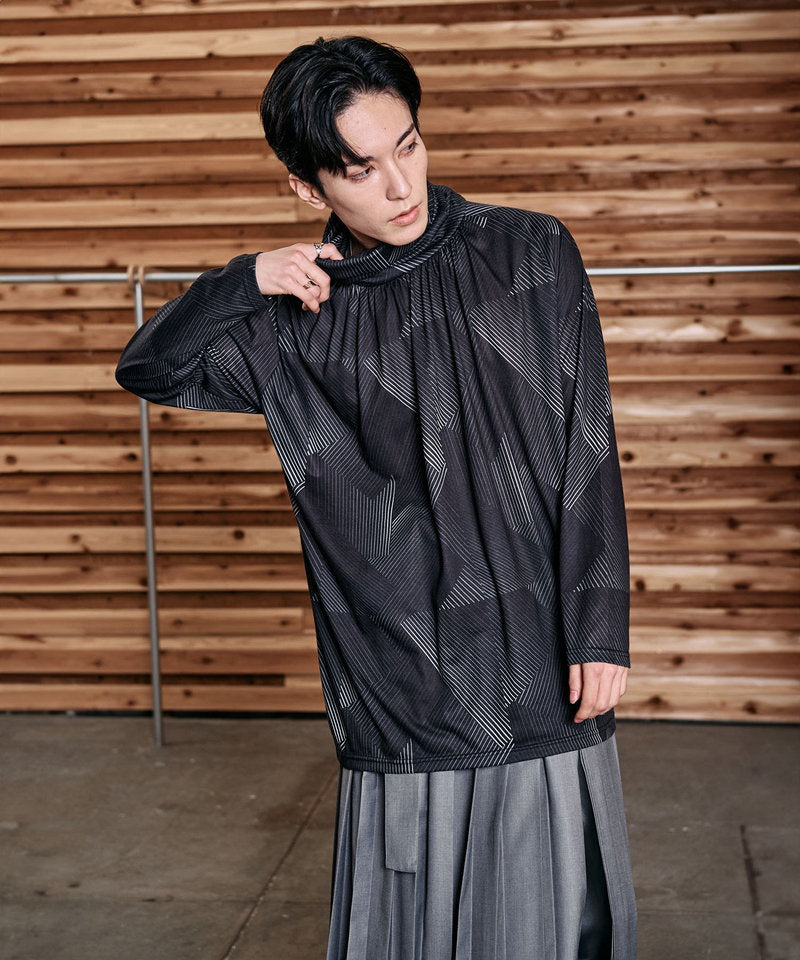 ネックギャザータートルネックロンT