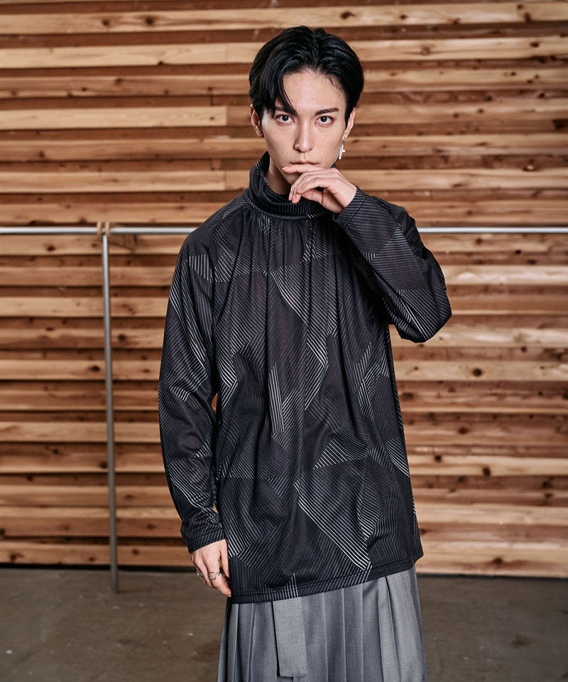 ネックギャザータートルネックロンT