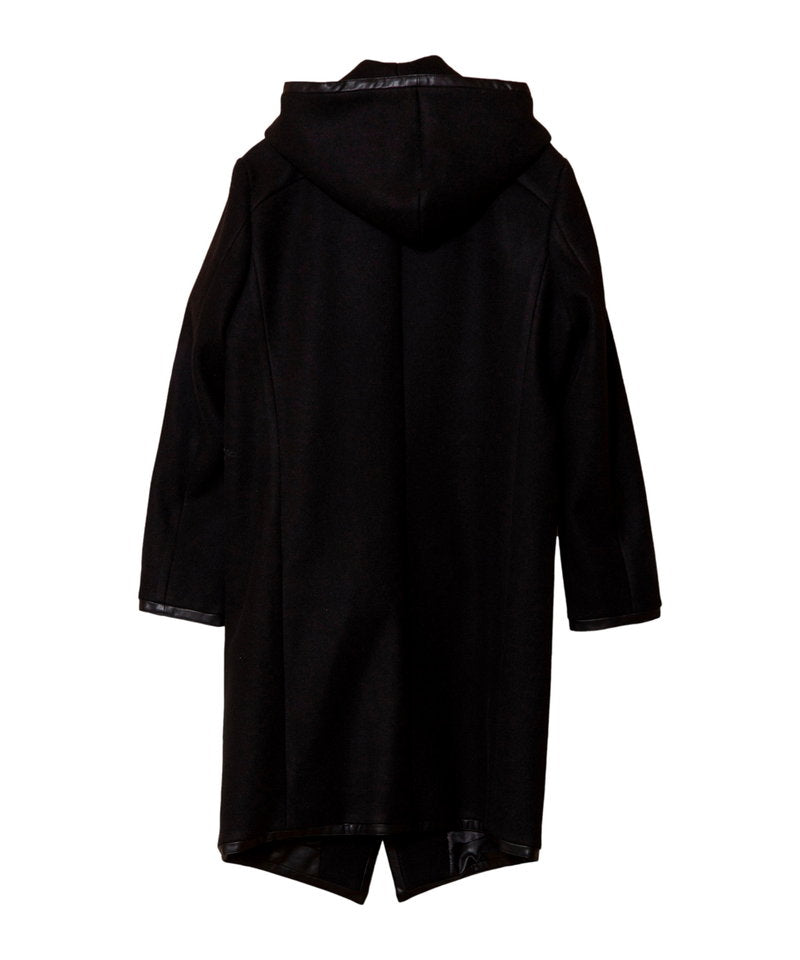 Piping hooded long coat